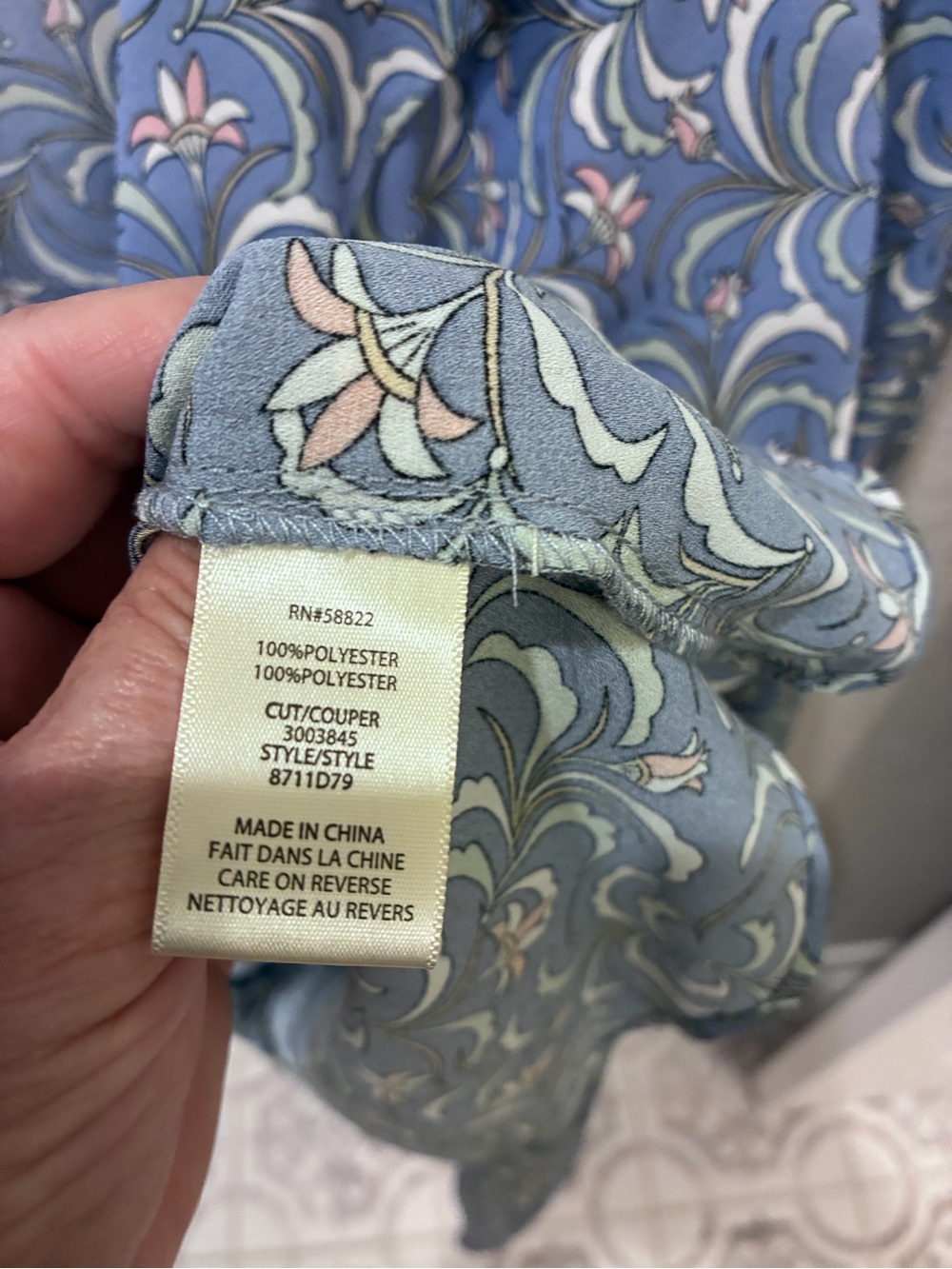 Max Studio Ruffle Long Sleeve Faux Wrap Top Lavender / Blue floral Size XL - Picture 6 of 6